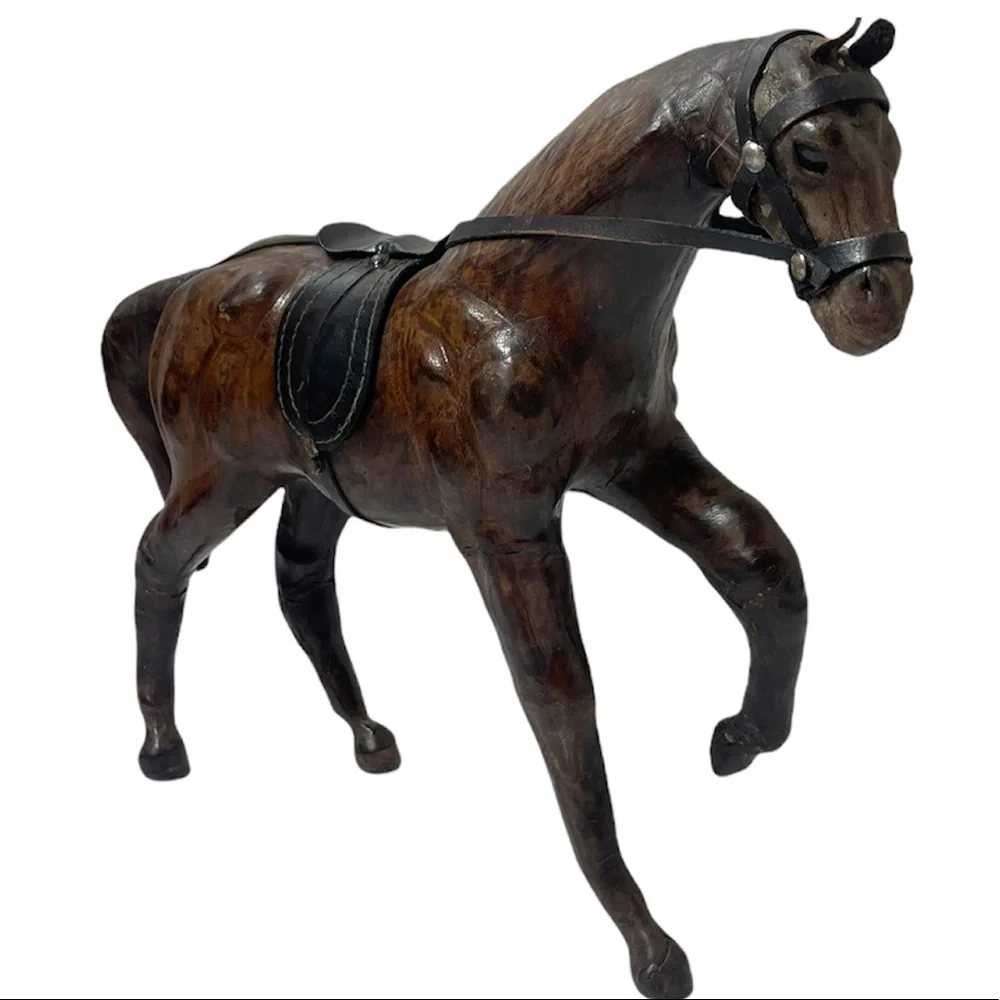 Antique Horse Vintage Leather Art Sculpture Collectible Ranch Farm Office Decor